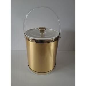 Culver Ice Bucket With Lid & Handle - Gold Tone MCM Retro Barware